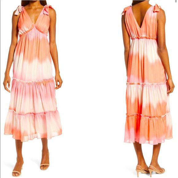 Adelyn Rae Tie Dye Chiffon Midi Dress - Picture 12 of 12
